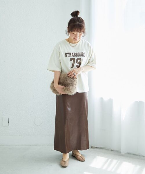 le.coeur blanc（ルクールブラン）の「《手洗い可能》シャイニーナロースカート（スカート・レディース・グレイッシュベージュ/ブラウン・38）」の18枚目の写真
