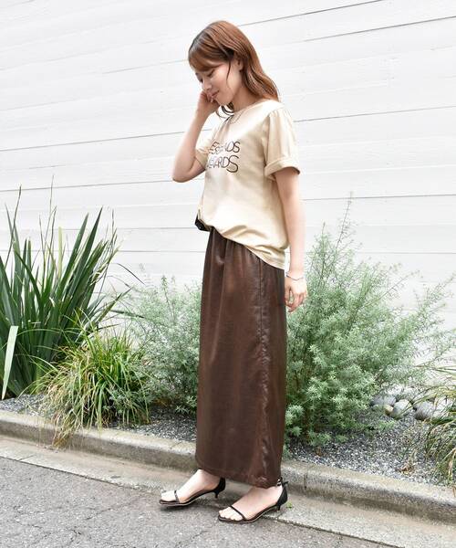 le.coeur blanc（ルクールブラン）の「《手洗い可能》シャイニーナロースカート（スカート・レディース・グレイッシュベージュ/ブラウン・38）」の22枚目の写真