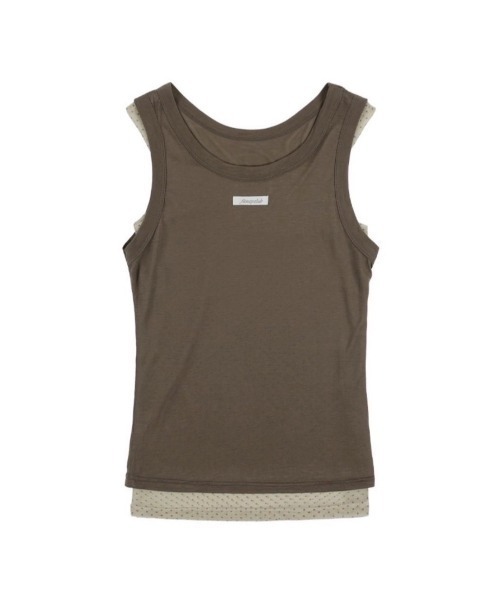 タンクトップ ノースリーブ 「FANCY CLUB」3-Way Dot Mesh Layered Sleeveless レディース FANCY CLUB】3-Way Dot Mesh Layered Sleeveless（タンクトップ