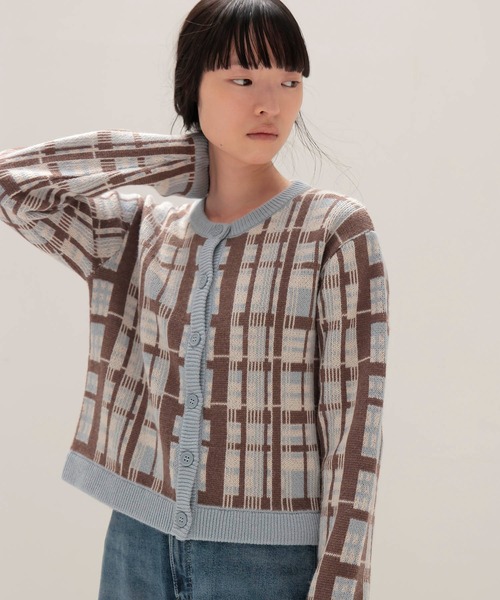 美品　一度着用　ツルバイマリコオイカワ　新作　Mikey カーディガン　ブルー 美品 一度着用 ツルバイマリコオイカワ 新作 Mikey カーディガン ブルー