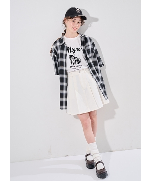 pom ponette junior（ポンポネットジュニア）の「【接触冷感】タックスカート×インパンセット（スカート・キッズ・ライトブルー/オフホワイト・L:160cm/S:140cm/M:150cm/LL(165cm)）」の19枚目の写真
