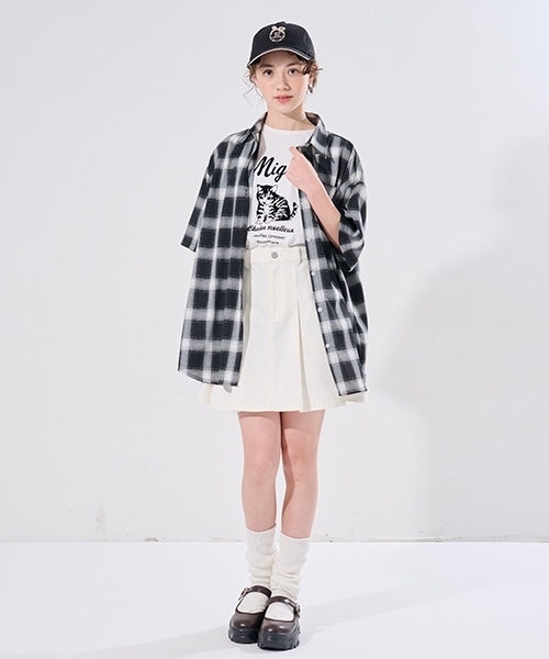 pom ponette junior（ポンポネットジュニア）の「【接触冷感】タックスカート×インパンセット（スカート・キッズ・ライトブルー/オフホワイト・L:160cm/S:140cm/M:150cm/LL(165cm)）」の20枚目の写真