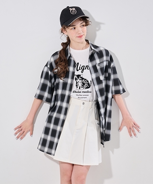 pom ponette junior（ポンポネットジュニア）の「【接触冷感】タックスカート×インパンセット（スカート・キッズ・ライトブルー/オフホワイト・L:160cm/S:140cm/M:150cm/LL(165cm)）」の21枚目の写真