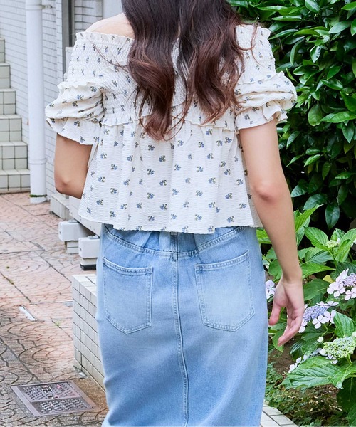 GORGE（ゴージ）の「《花柄×クロスネック》レディース オフショルブラウス フリル袖 春夏（Tシャツ/カットソー・レディース・ベージュ/アイボリー/ブラック・F）」の9枚目の写真