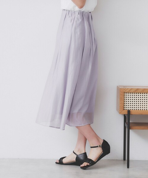 index（インデックス）の「シアーギャザーフレアスカート【洗濯機洗い可】（スカート・レディース・ブルーグリーン/ブラウン系その他/パープル・42/40/38/36）」の9枚目の写真