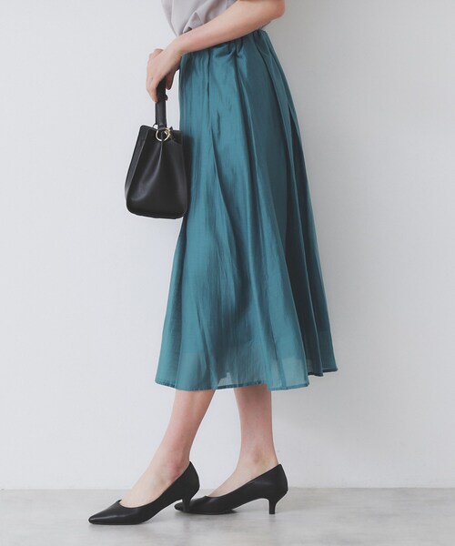 index（インデックス）の「シアーギャザーフレアスカート【洗濯機洗い可】（スカート・レディース・ブルーグリーン/ブラウン系その他/パープル・42/40/38/36）」の15枚目の写真