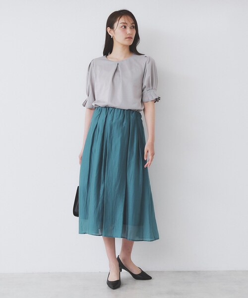 index（インデックス）の「シアーギャザーフレアスカート【洗濯機洗い可】（スカート・レディース・ブルーグリーン/ブラウン系その他/パープル・42/40/38/36）」の16枚目の写真