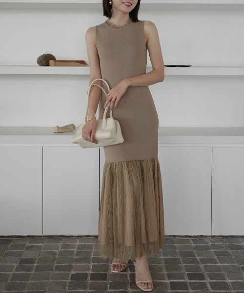 セール】レースドッキングニットワンピース（ワンピース）｜anuans（ア