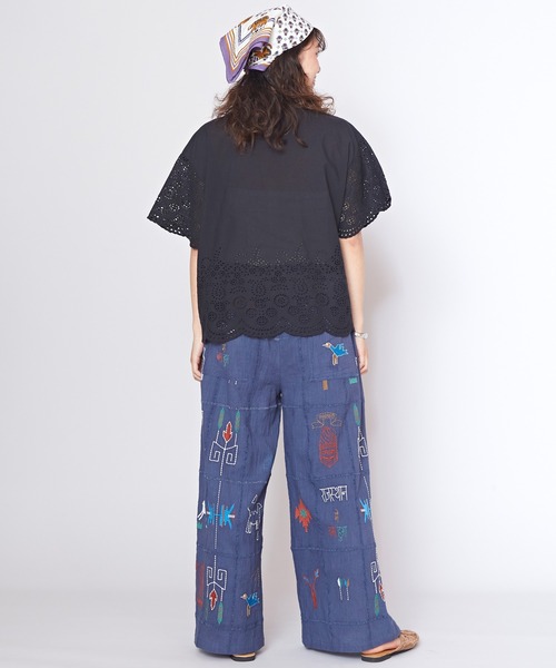 チャイハネ（チャイハネ）の「【チャイハネ】ヴィハナシフリー刺繍開襟シャツ（シャツ/ブラウス・レディース・ターコイズブルー/ホワイト/ブラック/パープル・FREE）」の10枚目の写真