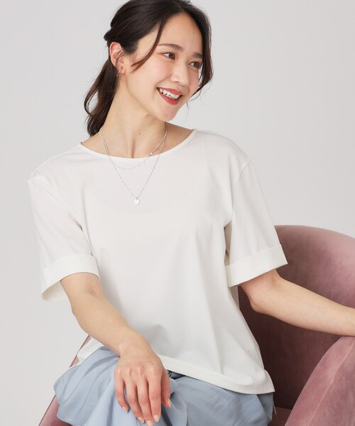 COUP DE CHANCE(クードシャンス)の「【手洗い可】袖デザインのプルオーバー(Tシャツ/カットソー・レディース・ライトグレー/ホワイト/ネイビー・40/38/36/34)」の4枚目の写真