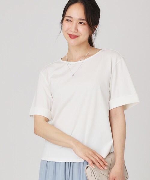 COUP DE CHANCE(クードシャンス)の「【手洗い可】袖デザインのプルオーバー(Tシャツ/カットソー・レディース・ライトグレー/ホワイト/ネイビー・40/38/36/34)」の5枚目の写真