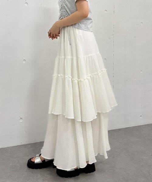 archives(アルシーヴ)の「コットン楊柳ティアードスカート(スカート・レディース・ブラック/オフホワイト・SMALL/MEDIUM)」の14枚目の写真