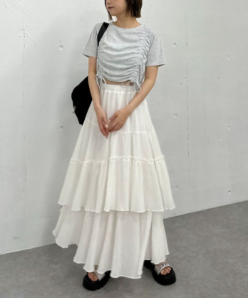 archives(アルシーヴ)の「コットン楊柳ティアードスカート(スカート・レディース・ブラック/オフホワイト・SMALL/MEDIUM)」の17枚目の写真