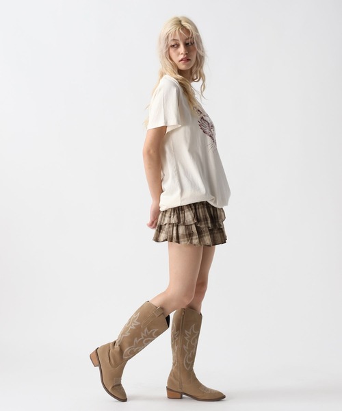 FOREVER 21（フォーエバー トゥエンティーワン）の「【2025SS】ティアードチェックミニスカート（スカート・レディース・ブラウン/グレー・FREE）」の7枚目の写真