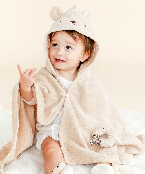 SLAP SLIP BABY（スラップスリップベビー）の「【お揃い】アニマルクマウサギペンギンモチーフお顔フードおくるみベビー（おくるみ・キッズ・ベージュ/ピンク/ブルー・FREE）」の2枚目の写真