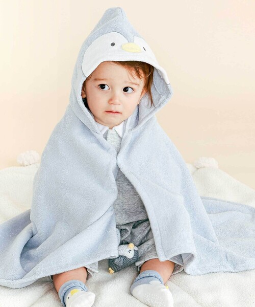 SLAP SLIP BABY（スラップスリップベビー）の「【お揃い】アニマルクマウサギペンギンモチーフお顔フードおくるみベビー（おくるみ・キッズ・ベージュ/ピンク/ブルー・FREE）」の3枚目の写真