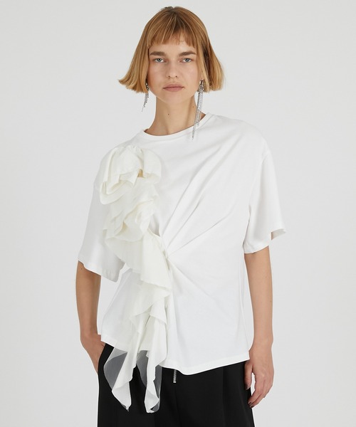 PRANK PROJECT（プランクプロジェクト）の「ローズラッフルTEE / Rose Ruffled T-Shirt（Tシャツ/カットソー・レディース・グレー/ホワイト/イエロー・FREE）」の9枚目の写真