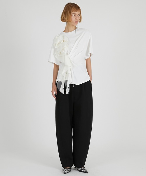 PRANK PROJECT（プランクプロジェクト）の「ローズラッフルTEE / Rose Ruffled T-Shirt（Tシャツ/カットソー・レディース・グレー/ホワイト/イエロー・FREE）」の4枚目の写真