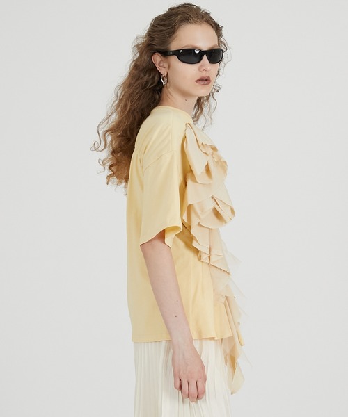 PRANK PROJECT（プランクプロジェクト）の「ローズラッフルTEE / Rose Ruffled T-Shirt（Tシャツ/カットソー・レディース・グレー/ホワイト/イエロー・FREE）」の16枚目の写真