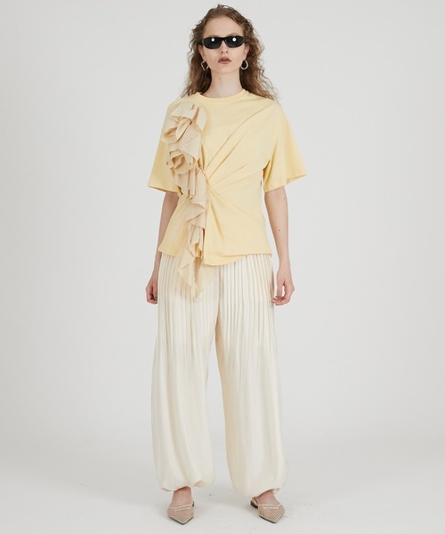 PRANK PROJECT（プランクプロジェクト）の「ローズラッフルTEE / Rose Ruffled T-Shirt（Tシャツ/カットソー・レディース・グレー/ホワイト/イエロー・FREE）」の6枚目の写真