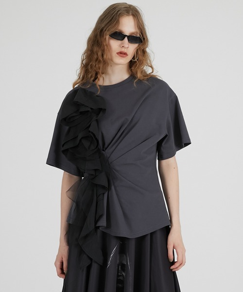 PRANK PROJECT（プランクプロジェクト）の「ローズラッフルTEE / Rose Ruffled T-Shirt（Tシャツ/カットソー・レディース・グレー/ホワイト/イエロー・FREE）」の17枚目の写真