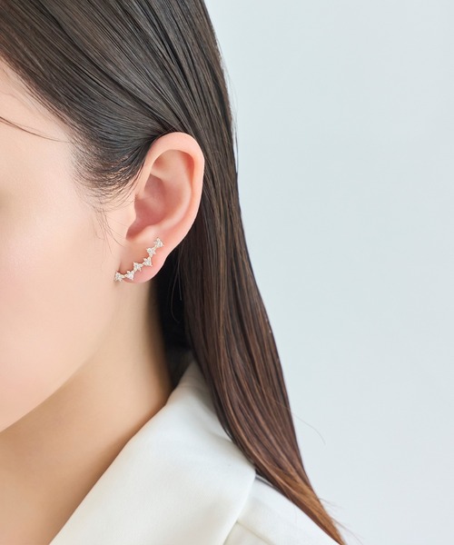 Phoebe（フィービィー）の「2wayビジューピアス&イヤリング(片耳)（ピアス（片耳用）・レディース・クリア/イエローゴールド・FREE）」の4枚目の写真