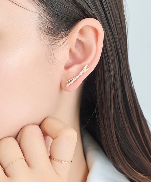 Phoebe（フィービィー）の「2wayビジューピアス&イヤリング(片耳)（ピアス（片耳用）・レディース・クリア/イエローゴールド・FREE）」の9枚目の写真