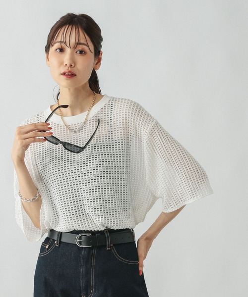 GLOBAL WORK（グローバルワーク）の「シアーラッセルドロストプルオーバー/577738（Tシャツ/カットソー・レディース・ブルー系その他3/チャコールグレー/オフホワイト・MEDIUM/LARGE）」の2枚目の写真