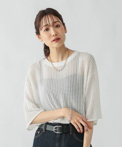 GLOBAL WORK（グローバルワーク）の「シアーラッセルドロストプルオーバー/577738（Tシャツ/カットソー・レディース・ブルー系その他3/チャコールグレー/オフホワイト・MEDIUM/LARGE）」の21枚目の写真
