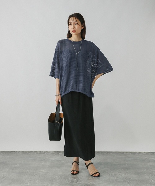 GLOBAL WORK（グローバルワーク）の「シアーラッセルドロストプルオーバー/577738（Tシャツ/カットソー・レディース・ブルー系その他3/チャコールグレー/オフホワイト・MEDIUM/LARGE）」の14枚目の写真