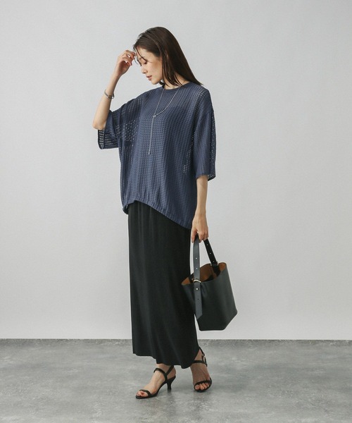 GLOBAL WORK（グローバルワーク）の「シアーラッセルドロストプルオーバー/577738（Tシャツ/カットソー・レディース・ブルー系その他3/チャコールグレー/オフホワイト・MEDIUM/LARGE）」の15枚目の写真