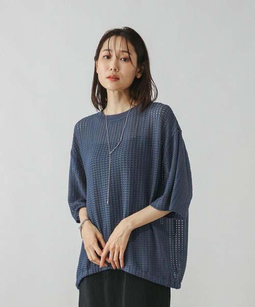 GLOBAL WORK（グローバルワーク）の「シアーラッセルドロストプルオーバー/577738（Tシャツ/カットソー・レディース・ブルー系その他3/チャコールグレー/オフホワイト・MEDIUM/LARGE）」の16枚目の写真