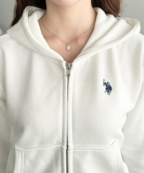 U.S. POLO ASSN.(ユーエスポロアッスン)の「U.S.POLO ASSN.ワンポイント刺繍ダブルジップショートパーカー(パーカー・レディース・杢グレー/ブラック/アイボリー/ネイビー・L/M)」の18枚目の写真