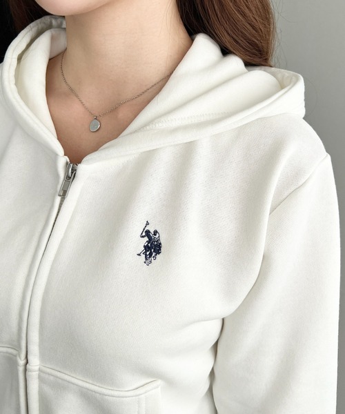 U.S. POLO ASSN.(ユーエスポロアッスン)の「U.S.POLO ASSN.ワンポイント刺繍ダブルジップショートパーカー(パーカー・レディース・杢グレー/ブラック/アイボリー/ネイビー・L/M)」の19枚目の写真