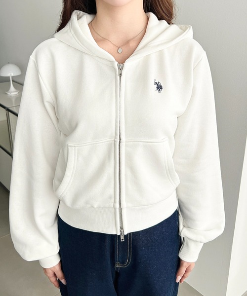 セール】U.S.POLO ASSN.ワンポイント刺繍ダブルジップショートパーカー