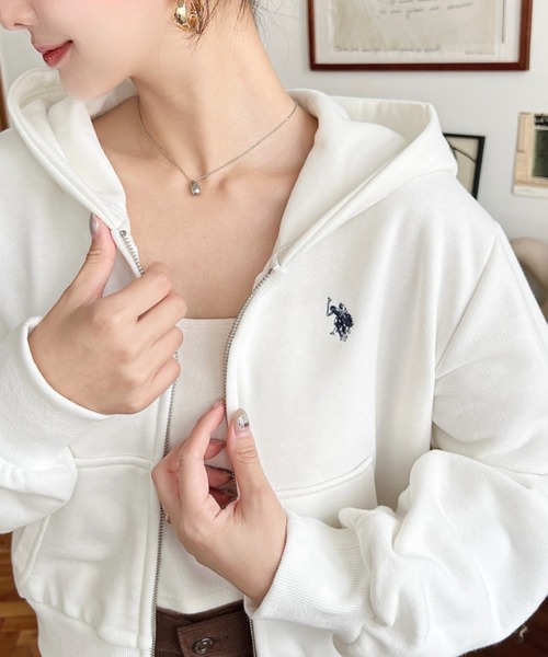 セール】U.S.POLO ASSNワンポイント刺繍ダブルジップショートパーカー