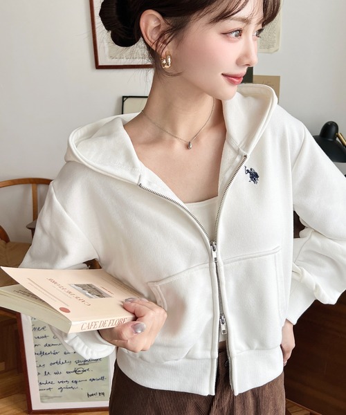 セール】U.S.POLO ASSNワンポイント刺繍ダブルジップショートパーカー