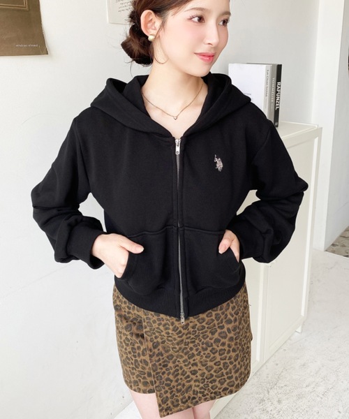 セール】U.S.POLO ASSNワンポイント刺繍ダブルジップショートパーカー