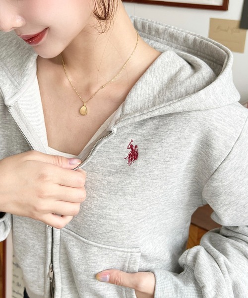 セール】U.S.POLO ASSN.ワンポイント刺繍ダブルジップショートパーカー