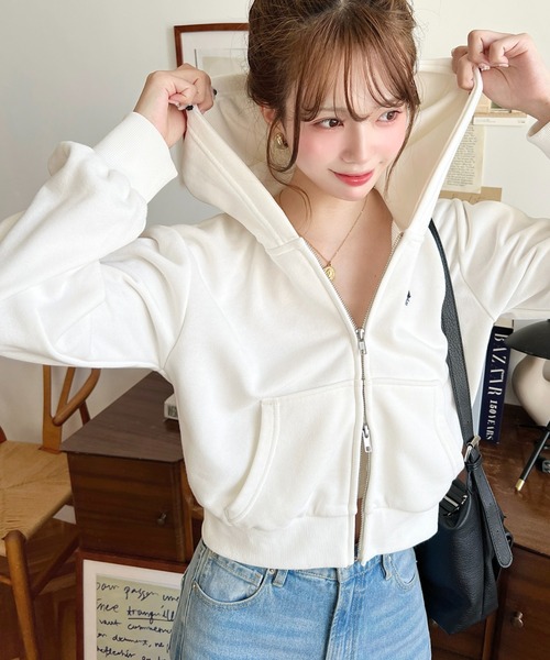 セール】U.S.POLO ASSN.ワンポイント刺繍ダブルジップショートパーカー