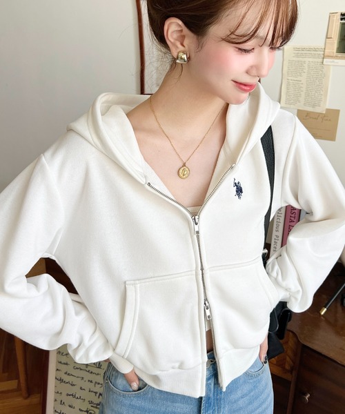 U.S. POLO ASSN.(ユーエスポロアッスン)の「U.S.POLO ASSN.ワンポイント刺繍ダブルジップショートパーカー(パーカー・レディース・杢グレー/ブラック/アイボリー/ネイビー・L/M)」の10枚目の写真