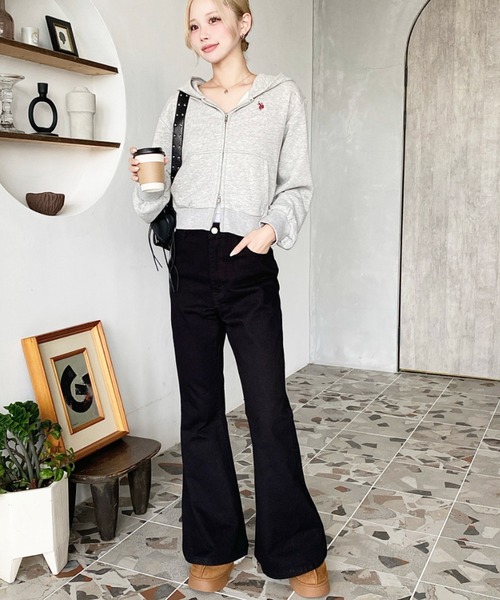 U.S. POLO ASSN.(ユーエスポロアッスン)の「U.S.POLO ASSN.ワンポイント刺繍ダブルジップショートパーカー(パーカー・レディース・杢グレー/ブラック/アイボリー/ネイビー・L/M)」の5枚目の写真