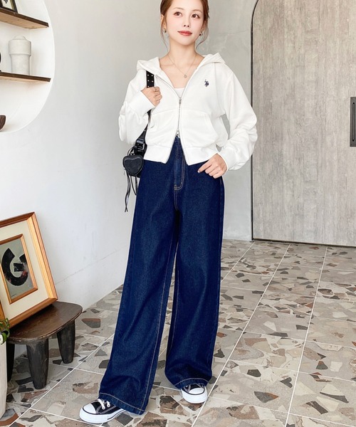 U.S. POLO ASSN.(ユーエスポロアッスン)の「U.S.POLO ASSN.ワンポイント刺繍ダブルジップショートパーカー(パーカー・レディース・杢グレー/ブラック/アイボリー/ネイビー・L/M)」の12枚目の写真