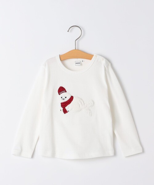 SHIPS(シップス)の「SHIPS KIDS:80~90cm / ベビー あざらし 長袖 Tシャツ(Tシャツ/カットソー・キッズ・ライトグリーン/オフホワイト・90/80)」の1枚目の写真