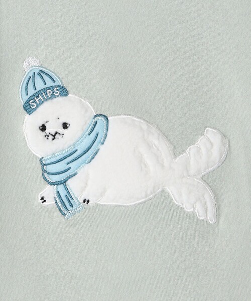 SHIPS(シップス)の「SHIPS KIDS:80~90cm / ベビー あざらし 長袖 Tシャツ(Tシャツ/カットソー・キッズ・ライトグリーン/オフホワイト・90/80)」の7枚目の写真