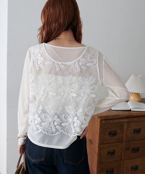 DISCOAT（ディスコート）の「レースベストロンTセット（アンサンブル・レディース・ブラック/アイボリー・FREE）」の7枚目の写真