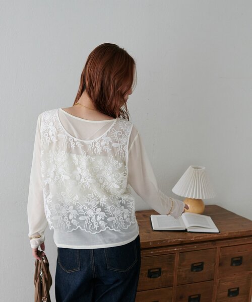 DISCOAT（ディスコート）の「レースベストロンTセット（アンサンブル・レディース・ブラック/アイボリー・FREE）」の8枚目の写真