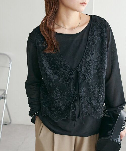 DISCOAT（ディスコート）の「レースベストロンTセット（アンサンブル・レディース・ブラック/アイボリー・FREE）」の15枚目の写真