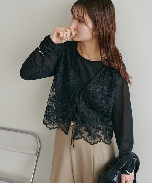 DISCOAT（ディスコート）の「レースベストロンTセット（アンサンブル・レディース・ブラック/アイボリー・FREE）」の16枚目の写真