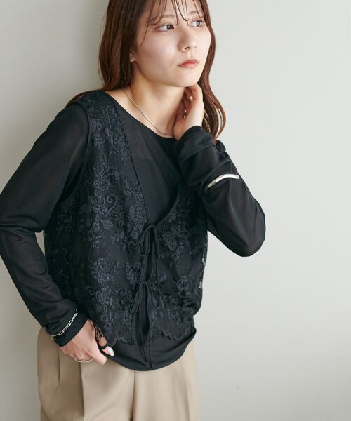 DISCOAT（ディスコート）の「レースベストロンTセット（アンサンブル・レディース・ブラック/アイボリー・FREE）」の18枚目の写真
